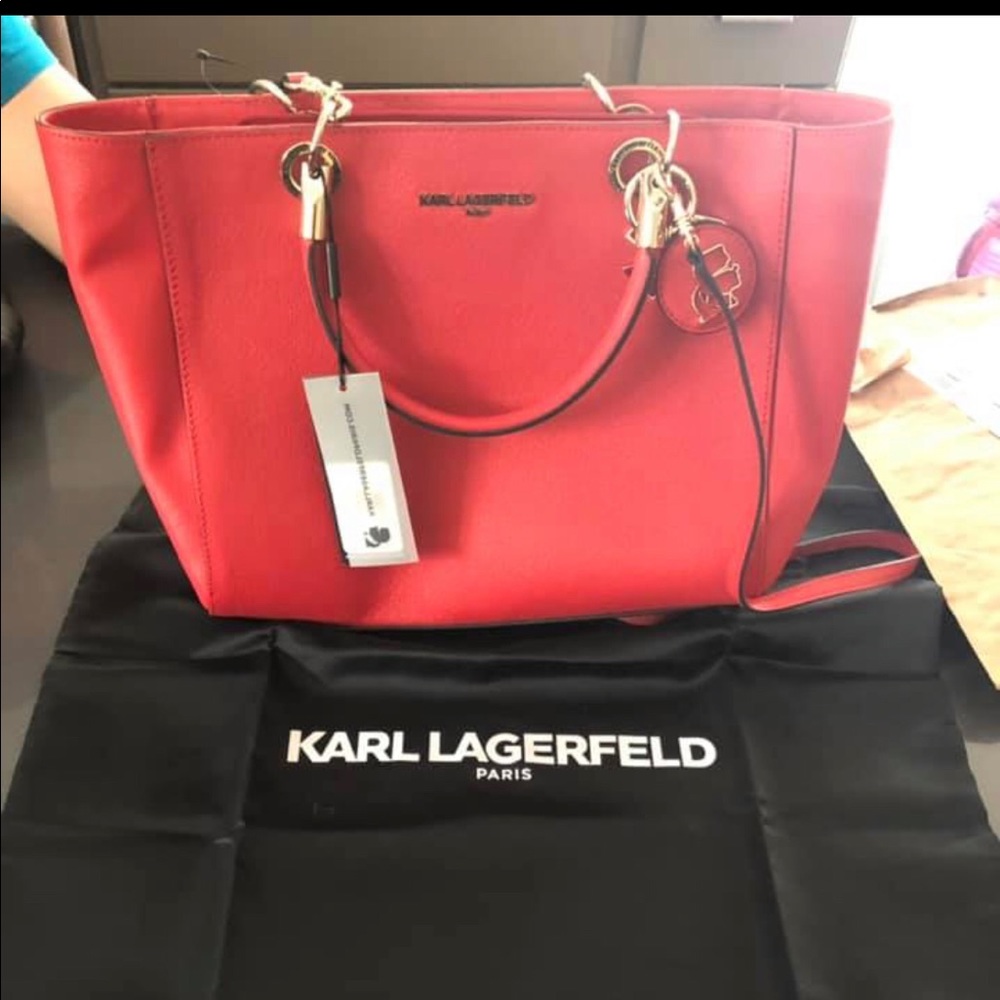 Karl lagerfield red handbag